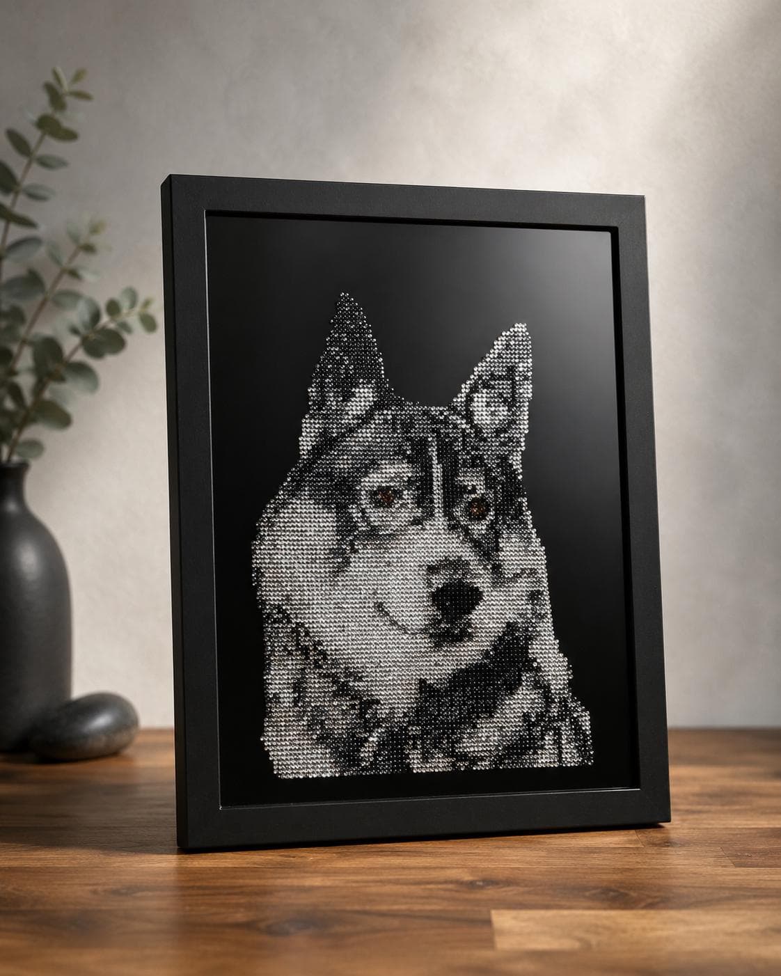 Colorful pet portrait on glass