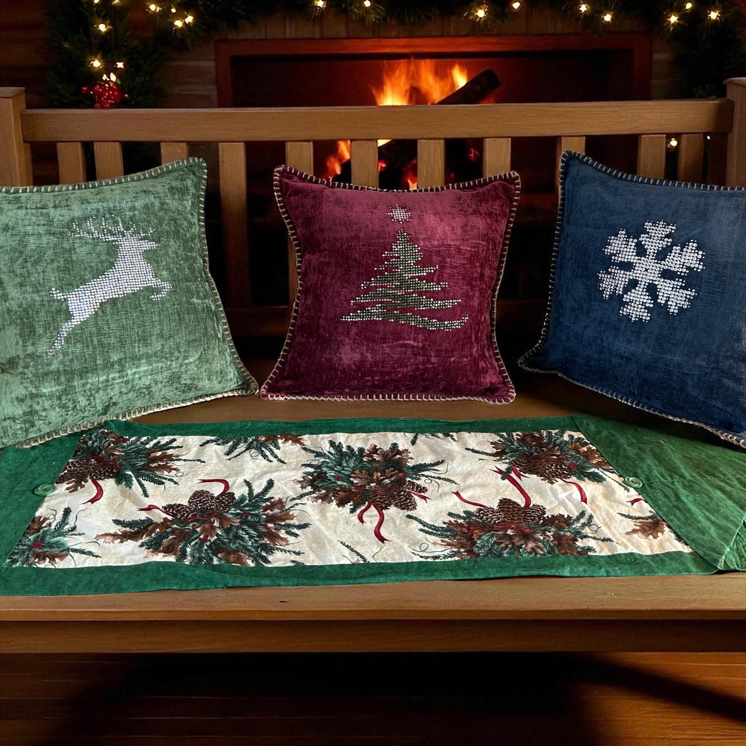Handmade chenille Christmas pillow cover