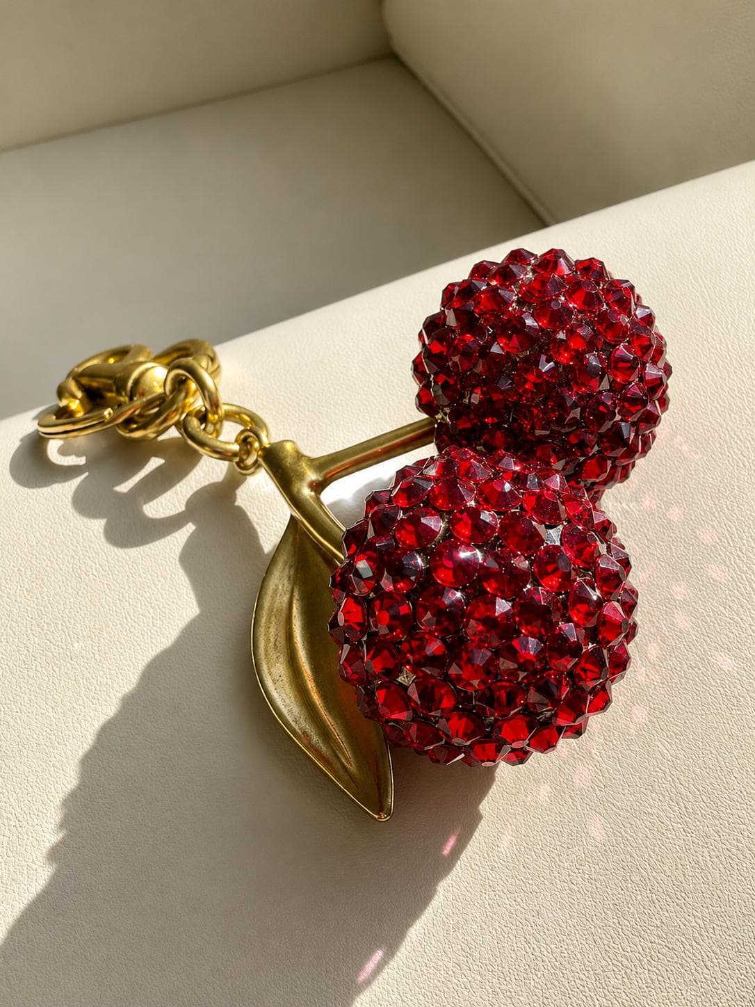 Luxury crystal cherry bag charm