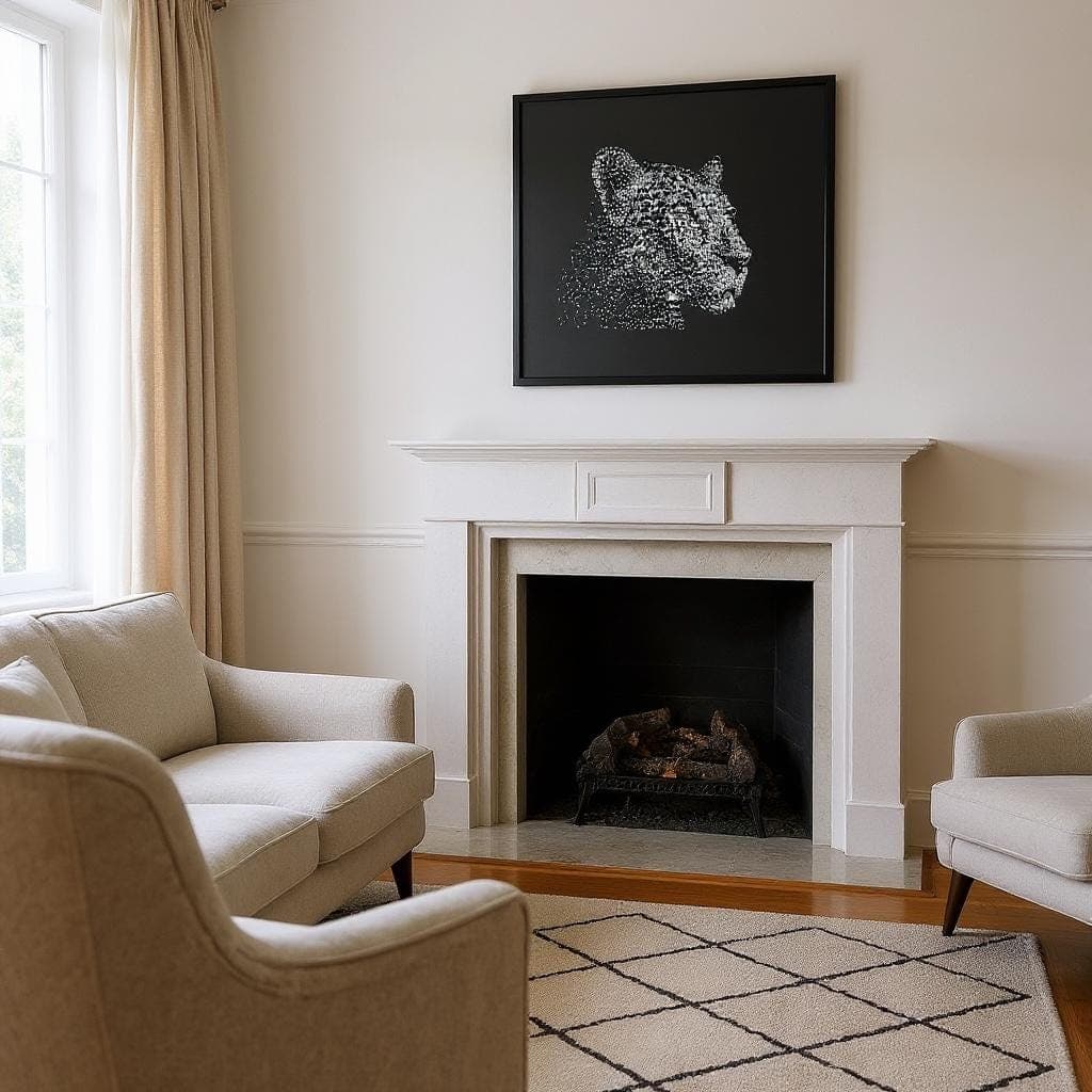 Handmade rhinestone leopard canvas art