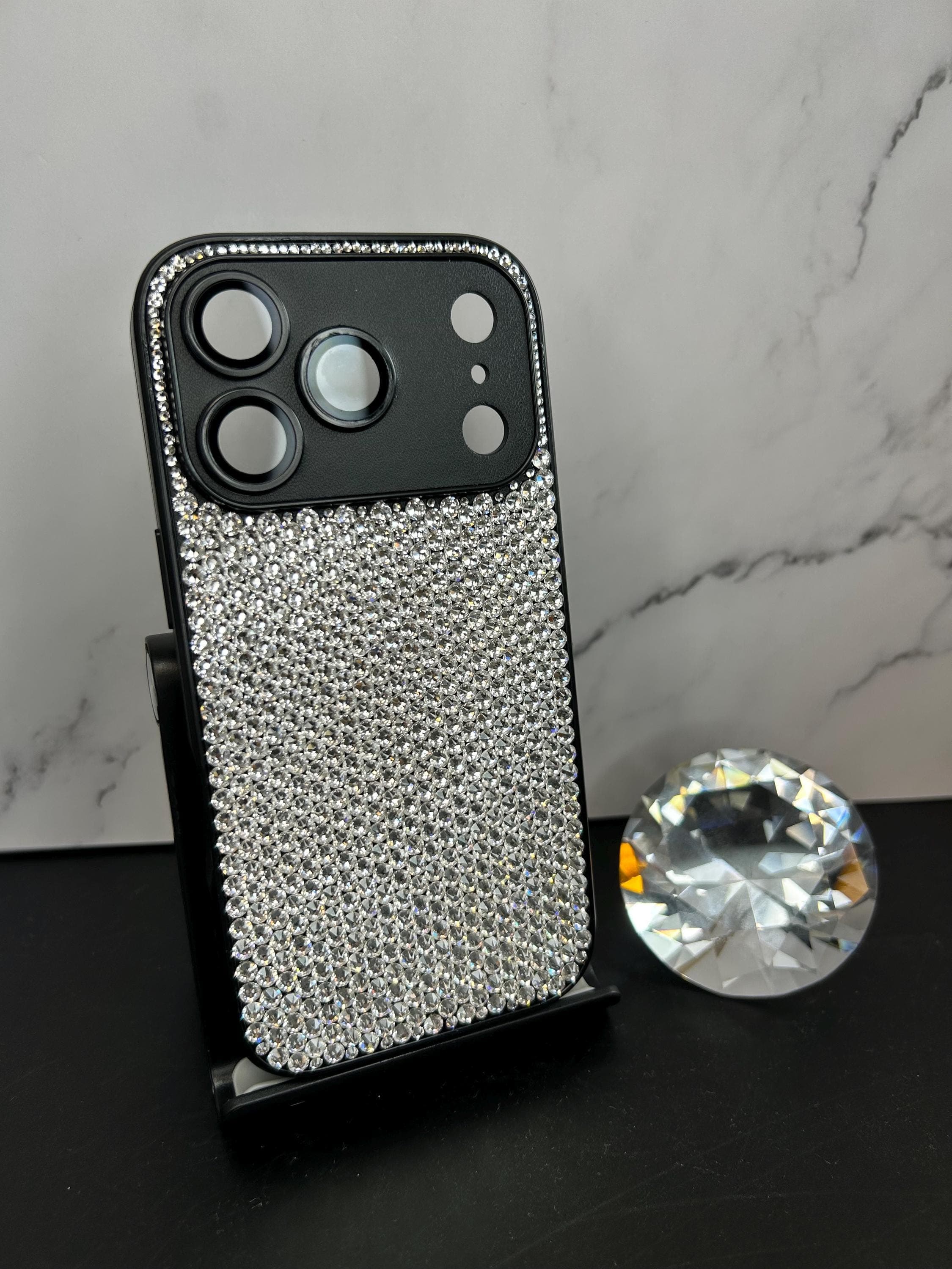European diamonds black and crystal iPhone case