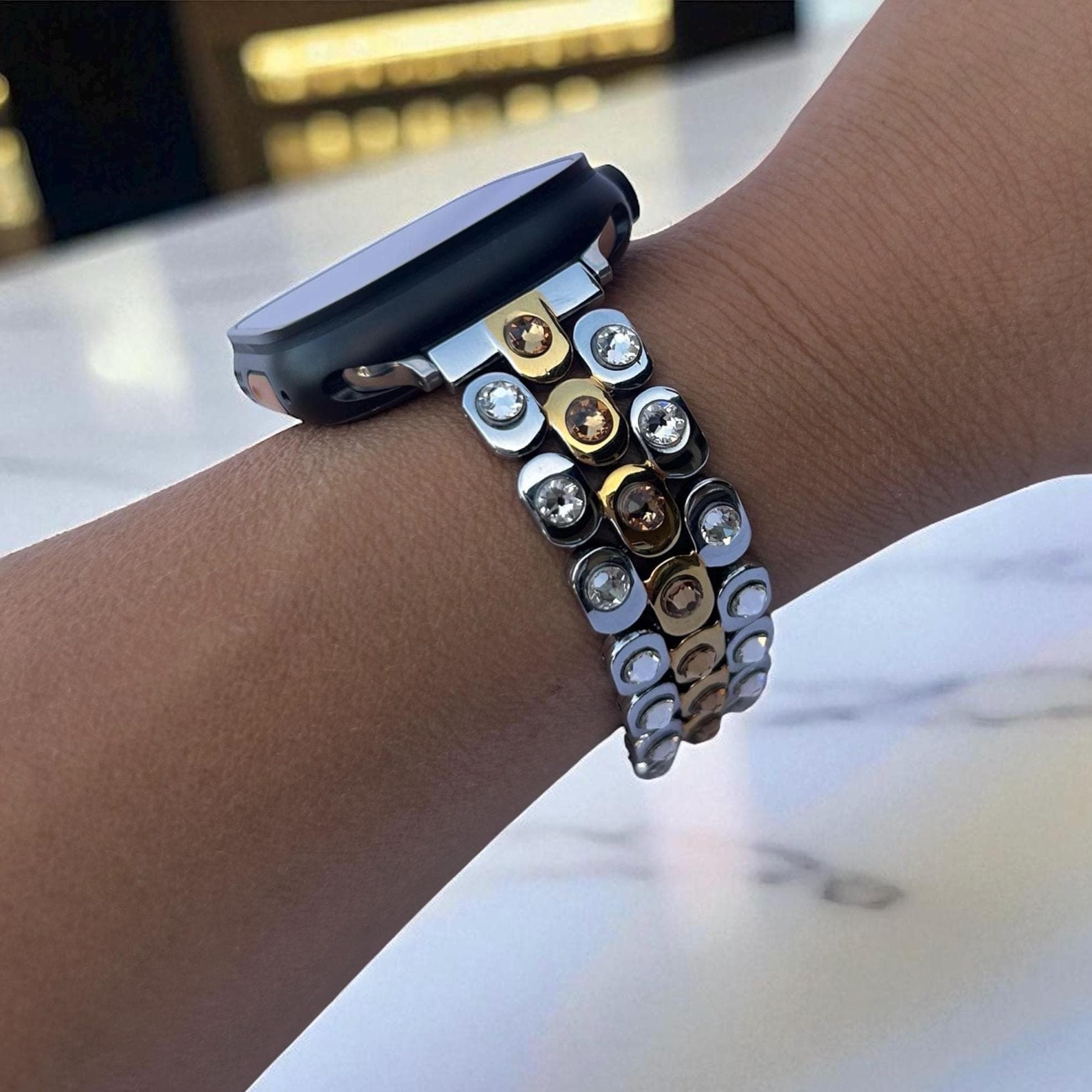 Luxury gold and silver Apple watch band