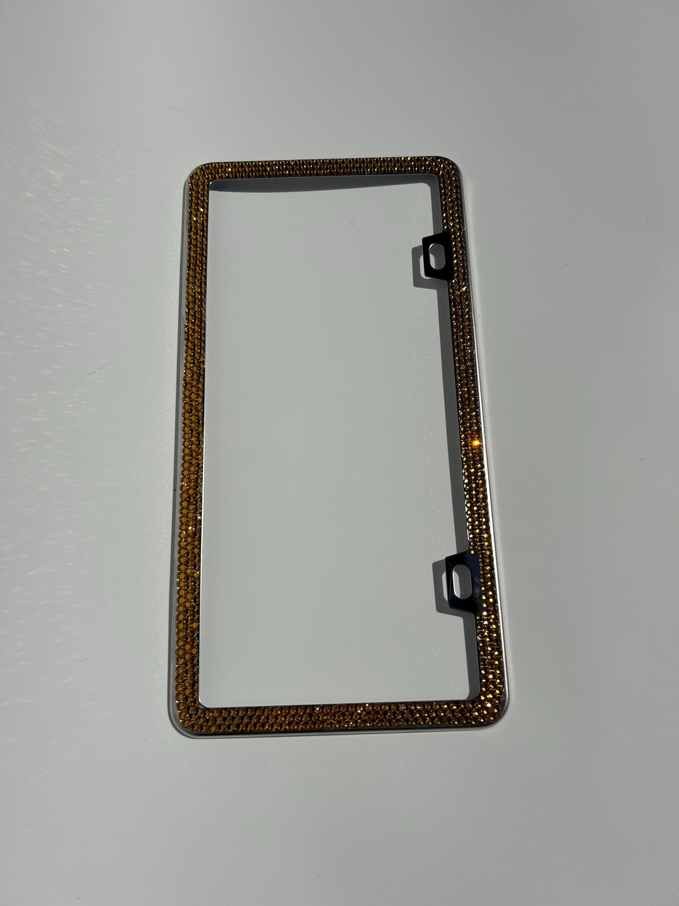 Sparkling rhinestone license plate frame, topaz