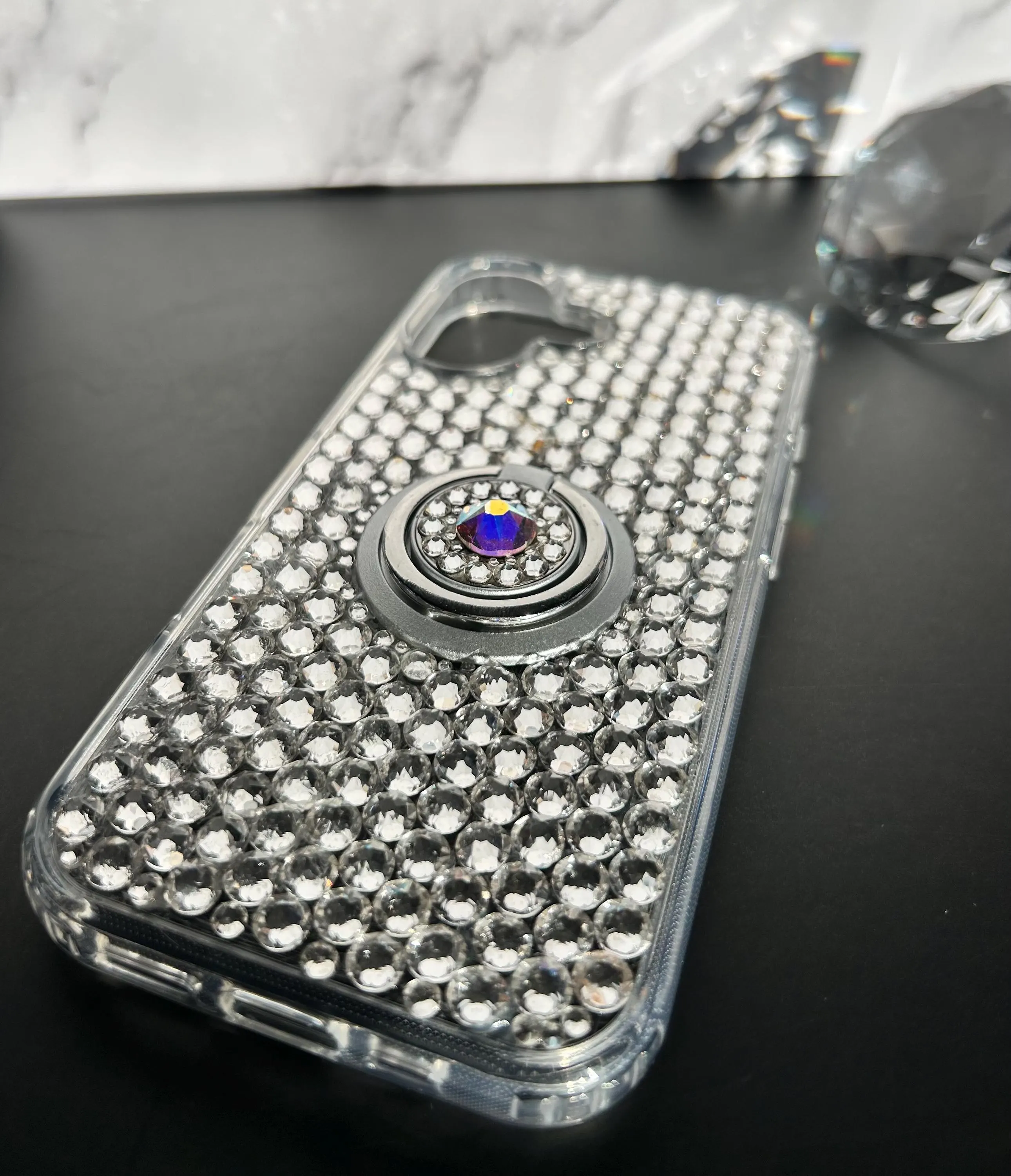 Luxury large crystal iPhone classic case with ring holder